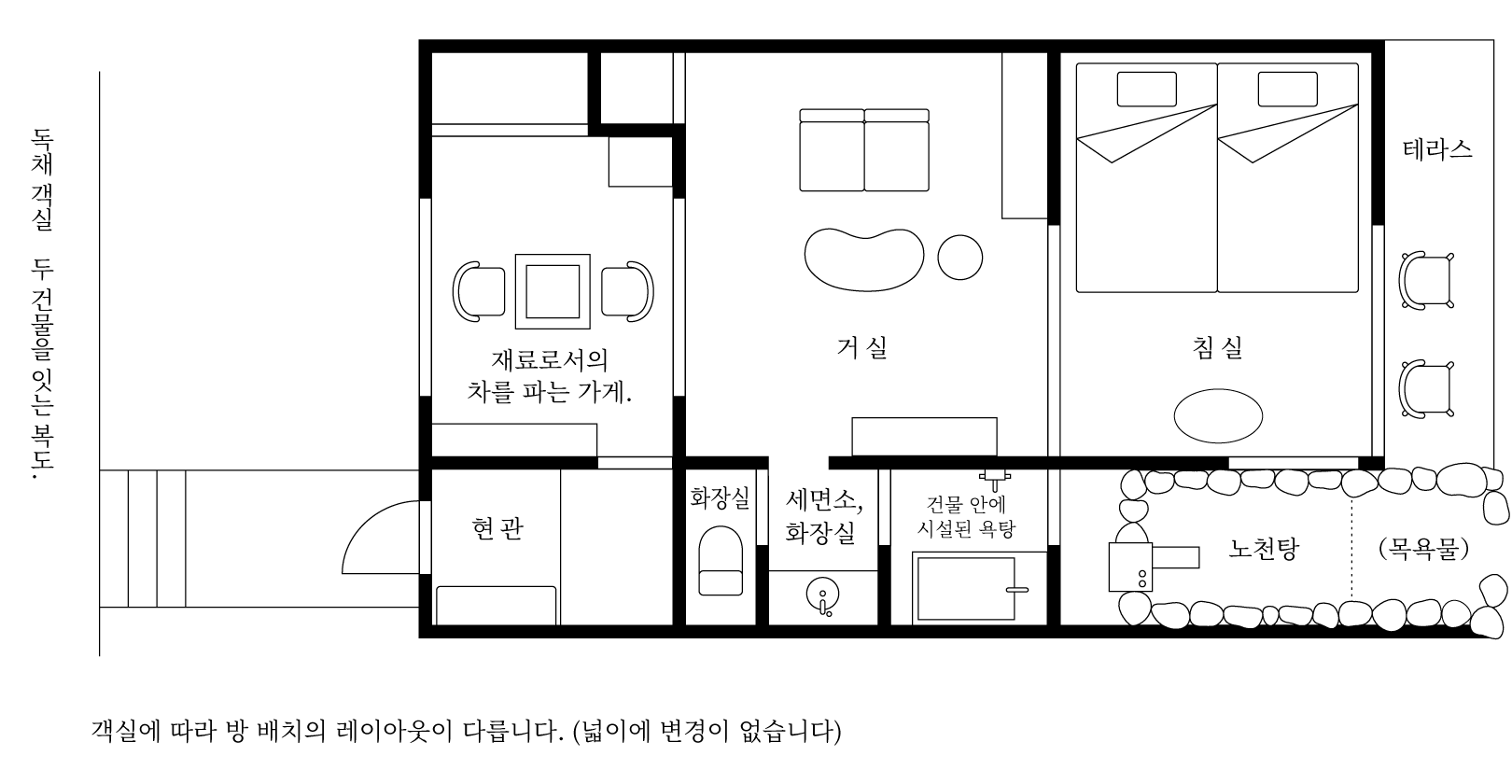 독채 객실 A-type 방 배치 이미지